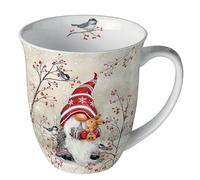 Ambiente Taza de café, taza de té, 0,4 l, porcelana fina, porcelana, gnomos, animales, invierno, Navidad, Adviento, serie dwarf hug