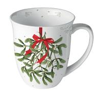 Ambiente Taza de café, taza de té, 0,4 l, porcelana fina, serie Mistletoe Muérdago, invierno, Navidad, Adviento