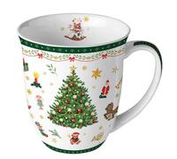 Ambiente - Taza de Navidad (porcelana fina, 0,4 L), diseño de árbol de Navidad, color blanco