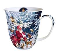 Ambiente Taza de navidad Taza China de Hueso Fino 0.4 Litros Santa en el banco