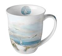 Ambiente Taza de porcelana, 400 ml, diseño de velero con gaviotas, 10 cm de diámetro