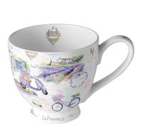 Ambiente Taza de porcelana, 450 ml, diseño de lavanda, 10 cm de diámetro, 10,5 cm de altura, para té o café La Provence