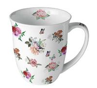 Ambiente Taza de porcelana aprox. 400 ml taza de hueso China taza para té o café primavera verano floral Charlotte blanco