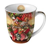 Ambiente Taza de porcelana aprox. 400 ml, taza de hueso de China, taza para té o café, otoño, invierno, Navidad, Navidad colgado