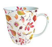 Ambiente Taza de porcelana, aprox. 400 ml, taza de hueso, taza de porcelana, para té o café, otoño, invierno, Navidad, detalles del coche