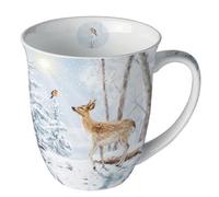 Ambiente Taza de porcelana con diseño de animales de invierno, nieve, pájaros, helado, taza de té/café, ideal como regalo