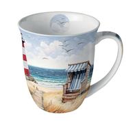 Ambiente - Taza de porcelana con diseño de paseo en la playa