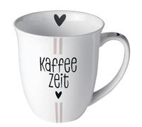 Ambiente Taza de porcelana de 10 cm con texto en alemán "Kaffeezeit Schriftzug - 0,4L Keramikbecher Porzellenschirr - Kaffeasse Teetasse Kakaotasse - Alltag Tassen & Becher - Porzellantasse Weiß Rosa