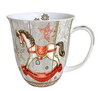 Ambiente Taza de porcelana de aprox. 400 ml, taza de hueso de China, taza para té o café Rocking Horse Otoño Invierno Navidad