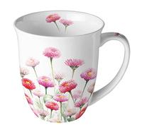 Ambiente Taza de té, taza de café, 0,4 l, Bellis Margaritas, flores, jardín, asa, hueso fino, porcelana, primavera, verano