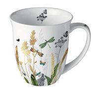 Ambiente Taza de té, taza de café, 0,4 l, diseño de flores ornamentales, pastos, prado, hueso fino, porcelana, 18417470