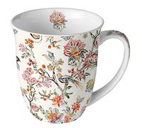 Ambiente Taza, diseño oriental de pájaros, aprox. 400 ml, colección de flores, taza de té, café, porcelana, motivos veraniegos/primaveras, ideal como regalo, 18418160