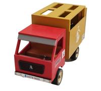 AMBIENTS ARTESANIA - Camion de Toros de Juguete - Juguete Artesanal de Madera MDF con Rampa y 6 Toritos incluidos - Pintado a Mano - 30x13x19 cm - Ideal para niños y coleccionistas