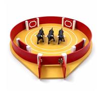AMBIENTS ARTESANIA Plaza de Toros con Gradas y Toriles, Pack Taurino Artesanal con Camión, Puerta Grande, Toritos y Manos Incluidos, Experiencia Completa para Montar y Disfrutar (Plaza de toros Mini)