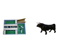 AMBIENTS ARTESANIA Set de Juego Taurino: Toriles XL de Madera + Toros de Plástico Torito