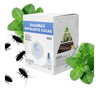 Ambimax fragancia Anti Cucas 100ml, 30 días de duración, 150m2 de cobertura, Ahuyenta y repele cucarachas Aroma a eucalipto. Bares, restaurantes, almacenes (NO INCLUYE APARATO)