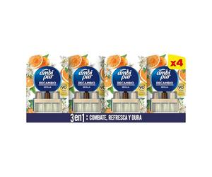 Ambipur 3Volution Naranja y Neroli Recambio De Ambientador Eléctrico 20 ml, 3 Aromas Que Se Alternan Para Combatir Los Olores (Paquete de 4)
