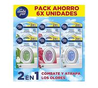 Ambipur Ambientador Casa para Baño (6 x 45 dias) Fragancia de Flores Elegantes, Hierba Fresca y Nubes de Algodon, Mega Pack