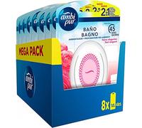 Ambipur Ambientador Casa para Baño (8 x 45 días), Elimina y Previene los Malos Olores, Fragancia Flores Elegantes, Mega Pack