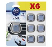 Ambipur Car Ambientador Coche, Difusor (6 x 2ml), Elimina y Previene los Malos Olores, Fragancia Nubes Algodon Fresco, Mega Pack