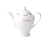 AMBITION Cafetera de porcelana con asa para café y té, color blanco y dorado, 1,1 L, color dorado