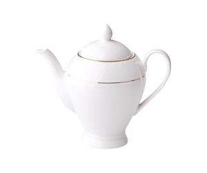 AMBITION Cafetera de porcelana con asa para café y té, color blanco y dorado, 1,1 L, color dorado