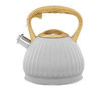 AMBITION Hervidor de agua de acero inoxidable para inducción, 2,5 l, con mango de silbato, aspecto de madera, todo tipo de fuegos