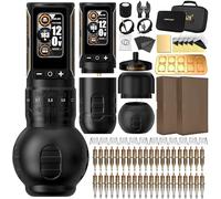 Ambition Ninja Max 280 Kit Completo de Máquina de Tatuar, Rotativa Inalámbrica 7 Velocidades Ajustables, Motor Brushless 280 g·cm, Doble Batería 2400mAh, 40 Agujas Cartucho, Empuñaduras 54mm&32mm