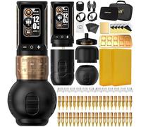 Ambition Ninja Max 280 Kit Completo de Máquina de Tatuar, Rotativa Inalámbrica 7 Velocidades Ajustables, Motor Brushless 280 g·cm, Doble Batería 2400mAh, 40 Agujas Cartucho, Empuñaduras 54mm&32mm