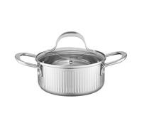 AMBITION Olla con tapa 16 cm Curly 1,4 L Acero Inoxidable Olla Inducción todos los tipos de cocina escala interior lavavajillas y horno