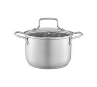 AMBITION Olla con tapa de cristal, 18 cm, Hugo Plus, 3 L, olla de acero inoxidable, apta para inducción, todos los tipos de cocina