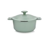AMBITION Olla con tapa de helecho de aluminio verde con revestimiento Qualum Basic Stone Edition 20 cm, 2,6 L, tapas de silicona