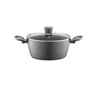 AMBITION Olla de 24 cm con tapa revestida de aluminio Verso forjado, 4,1 L, todo tipo de fuegos, asas suaves al tacto