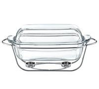 AMBITION Saule de vidrio resistente al calor con calentador, estructura de plata, 5,3 l, para horno y lavavajillas, 41 x 21 x 19 cm