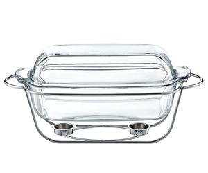 AMBITION Saule de vidrio resistente al calor con calentador, estructura de plata, 5,3 l, para horno y lavavajillas, 41 x 21 x 19 cm