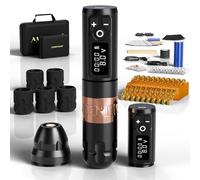Ambition Soldier Kit Máquina de Tatuar Kit Completo Rotativa Inalámbrica - Pluma con Doble Batería, 20 Agujas Tatuaje Glory, Papel Transfer, Film, Tazas y Mangos Desechables para Tatuadores