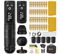Ambition Soldier Maquina de Tatuar Kit Completo Rotativa Dual Batería 2400mAh y 40 Glory Agujas Descartables de Cartucho para Artistas de Tatuaje