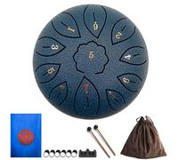Ambor de Lengua de Acero, Tambor 15 cm 11 Notas, Instrumento de Percusión d Key Steel Tongue Drum Colocar con Mazos Libro de Música, para Meditación(Azul,6 pulgadas 8 Nota)