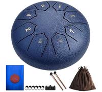Ambor de Lengua de Acero, Tambor 15 cm 11 Notas, Instrumento de Percusión d Key Steel Tongue Drum Colocar con Mazos Libro de Música, para Meditación(Azul marino,6 pulgadas 8 Nota)
