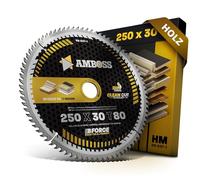 AMBOSS hoja de sierra circular 250x30mm (madera) - hoja de sierra 250 con 80 dientes - hoja de sierra circular Ø 250mm - compatible con Dewalt: DWE 7492 Holzkraft: ST 1 Ferm: TSM1033. Holzmann. Atika