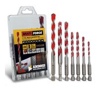 Amboss - Juego de 7 brocas multifunción (diámetro: 4, 5, 6, 6, 8, 10, 12 mm, para madera, chapas, placas de yeso, acero inoxidable, mampostería, etc. Para taladro/destornillador inalámbrico