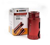 Amboss RED Edition M14 - Corona de perforación de diamante para amoladora angular de gres porcelánico, baldosas duras, granito/corona de perforación en seco ideal (Ø 32 mm)