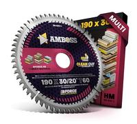 AMBOSS WERKZEUGE - Hoja de sierra circular de metal duro (190 x 30 mm, 20 Z60 dientes planos con chaflán alternado para corte fino, varios hoja de sierra de 190 mm + anillo de reducción 20 30 mm, 190