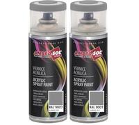 Ambro-Sol - Pintura acrílica en spray, color Aluminio Gris, RAL 9007, resultado profesional en múltiples superficies, exteriores e interiores, 400 ml (Paquete de 2)