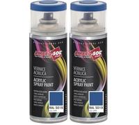 Ambro-Sol - Pintura acrílica en spray, color Azul Capri, RAL 5019, resultado profesional en múltiples superficies, exteriores e interiores, 400 ml (Paquete de 2)