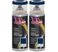 Ambro-Sol - Pintura acrílica en spray, color Azul Genciana Mate, RAL 5010, resultado profesional en múltiples superficies, exteriores e interiores, 400 ml (Paquete de 2)