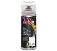 AMBRO-SOL - Pintura acrílica en spray, color Blanco Brillo 2, RAL 9010, resultado profesional en múltiples superficies, exteriores e interiores, 400 ml, El embalaje puede variar
