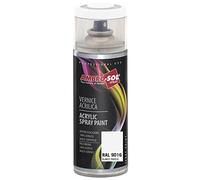 AMBRO-SOL - Pintura acrílica en spray, color Blanco Tráfico, RAL 9016, resultado profesional en múltiples superficies, exteriores e interiores, 400 ml, El embalaje puede variar