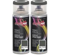 Ambro-Sol - Pintura acrílica en spray, color Gris Lona, RAL 7010, resultado profesional en múltiples superficies, exteriores e interiores, 400 ml (Paquete de 2)