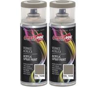 Ambro-Sol - Pintura acrílica en spray, color Gris Musgo Perlado, RAL 7048, resultado profesional en múltiples superficies, exteriores e interiores, 400 ml (Paquete de 2)